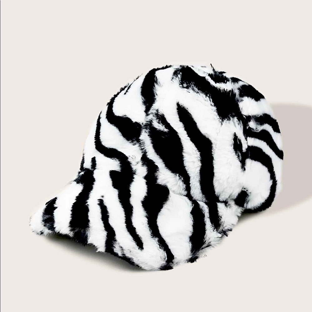 Faux Fur Zebra Baseball Cap 🦓